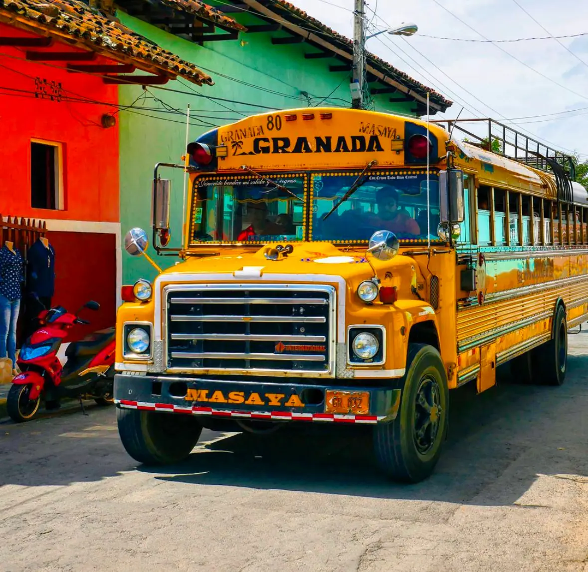 Bus de transporte público en Granada, Nicaragua